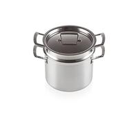 Le Creuset Faitout avec Panier Vapeur et Couvercle, 20 cm, Inox 3-ply, Capacité 5 L, Argenté,96200520001000