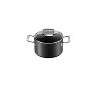 LE CREUSET Faitout Anti-Adhérent Les Forgées avec Couvercle Verre 18 cm Noir G