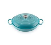 Le Creuset Faitout Signature en Fonte Émaillée, Rond, 30cm, 3,2 L, 5,555 kg, Bleu Caraïbes, 21180301702430