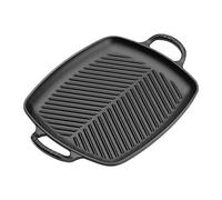 Le Creuset Gril rectangulaire peu profond en fonte émaillée Signature,30 cm, Noir Mat, 20201300000422
