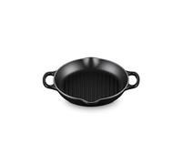 Le Creuset Gril rond profond en fonte émaillée Signature avec poignée d'assistance, 25 cm, Noir Mat, 20208250000422, 9.75"
