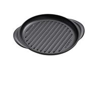 Le Creuset Grill rond en fonte émaillée avec poignée d'assistance, 25 cm, noir mat