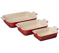 Le Creuset Heritage Lot de 3 plats rectangulaires en grès Cerise