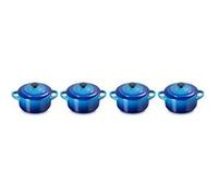 LE CREUSET Lot de 4 Mini Cocottes 10 cm Azure Bleu G