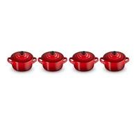 Le Creuset – Set de 4 mini cocottes rondes en céramique – Ø10 cm 200 ml – Cerise