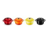 Le Creuset Set de 4 Mini Cocottes Rondes en Céramique, ⌀10 cm, 200 ml, Feu et flammes, 79212105129100, Feuer Und Flamme