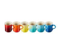 LE CREUSET Lot de 6 grandes tasses à cappuccino en grès, 400 ml, arc-en-ciel, 79296408429030