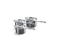 Le Creuset Set de 6 Pièces, 3 Casseroles avec Couvercles, 16/18/20 cm, Inox 3-ply Intégral, Capacité 1,9/2,8/3,8L, Argenté,96209000001000