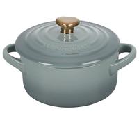 Le Creuset Mini cocotte ronde en grès 236,8 g, sel de mer avec bouton cœur doré, 71901125717151