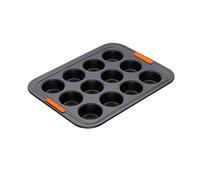 LE CREUSET Moule à 12 Mini-Muffins Anti-Adhérent (4,5 cm), Résistant au Levain, en Acier Siliconé, Anthracite/Orange, 94101300000000