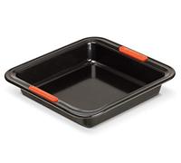 Le Creuset Moule à Manqué Carré Anti-Adhérent 23 x 23 x 5 cm, Résistant au Levain, en Acier Siliconé, Anthracite/Orange, 94100929000000