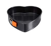 LE CREUSET Moule à Manqué Cœur Fond Amovible Anti-Adhérent, 24,8 x 23,8 x 6,9 cm, Résistant au Levain, en Acier Siliconé, Anthracite/Orange, 94103326001100