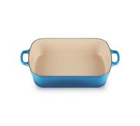 LE CREUSET, Plat Signature Rectangulaire en Fonte Émaillée, 33 cm, Compatible avec Toutes Sources de Chaleur (Induction Incluse), Volume : 4.9 L, 3.85 kg, Bleu Marseille