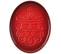 Le Creuset Plateau ovale en grès Motif Père Noël 414 ml Cerise avec motif en relief