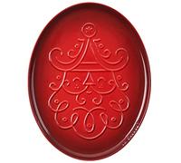 Le Creuset Plat biscuits ovale en grès Père Noël – 414 ml – Cerise, motif en relief