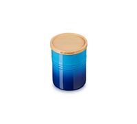 Le Creuset Pot de Conservation M en Céramique avec Couvercle en Bois, Céramique, 540 ml, 10 cm, Azure, 60825542200099