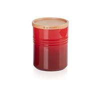Le Creuset Pot de Conservation M en Céramique avec Couvercle en Bois, Céramique, 540 ml, 10 cm, Cerise, 91044401060099