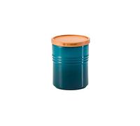 Le Creuset Pot de Conservation M en Céramique avec Couvercle en Bois, Céramique, 540 ml, 10 cm, Deep Teal, 91044401642099