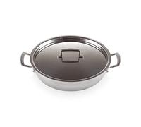 Le Creuset Sauteuse Anti-adhérente 3-ply, Avec Couvercle en Verre, 30 cm, Acier Inoxydable, Argenté,96102830000000