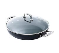 LE CREUSET Sauteuse Provençale Anti-Adhérente Les Forgées avec Couvercle en Verre 26 cm Noir