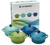 Le Creuset, Set de 4 Mini-Cocottes Rondes, 200 ml, 10 x 5 cm, Céramique, Multicolore (Vert/Turquoise/Bleu/Bleu Foncé)