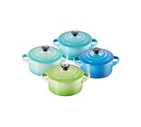 Le Creuset Set de 4 Mini Cocottes Rondes en Céramique, ⌀10 cm, 200 ml, Brise Marine, 79212105139100, Meeresbrise