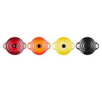 Le Creuset Set de 4 Mini Cocottes Rondes en Céramique, ⌀10 cm, 200 ml, Feu et flammes, 79212105129100