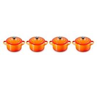 Le Creuset Set de 4 Mini Cocottes Rondes en Céramique, ⌀10 cm, 200 ml, Volcanique, 79212100900100, Ofenrot