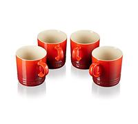 Le Creuset Set de 4 Mugs en Céramique, 350 ml Chacun, Cerise, 79113350600000, Kirschrot
