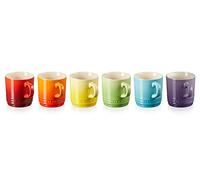 LE CREUSET Set de 6 Tasses à Cappuccino en Grès émaillé, 200 ml, Arc-en-ciel, 79114208359030