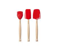 Le Creuset Set d'Ustensiles 3 Pièces Création, Spatule Moyenne/Grande Cuillère/Pinceau, Silicone, Cerise, 42830000600007