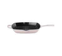 LE CREUSET Signature 20183267770422 Poêle à griller en fonte carrée 26 cm Compatible tous feux dont induction, 2,86 kg, Rose Shell