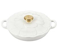 Le Creuset Signature Braiser à pétales en fonte émaillée, 2,25 l, blanc avec bouton doré