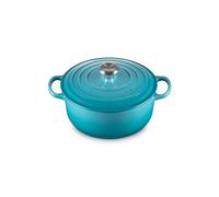 Le Creuset Cocotte Signature ronde en fonte émaillée avec couvercle 20 cm 2,4 L Bleu Caraïbes