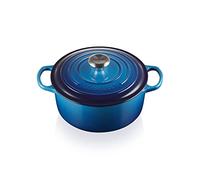 Le Creuset Signature Enamelled Cast Iron Round Casserole Dish With Lid, 24 cm, 4.2 Litre, Azure, 21177182202430