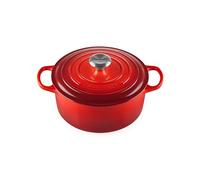 Le Creuset Signature Enamelled Cast Iron Round Casserole Dish With Lid, 24 cm, 4.2 Litre, Cerise, 21177240602430