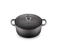 Le Creuset Signature Enamelled Cast Iron Round Casserole Dish With Lid, 24 cm, 4.2 Litres, Flint, 21177244442430