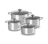 Le Creuset Signature Set de Cuisine 4 Pièces en Acier Inoxydable, 3-Ply, 3 Cocottes (18/20/24 cm), 1 Cocotte Basse (20 cm), 96605400000000