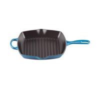 LE CREUSET, Skillet Gril en Fonte Émaillée, Carré, 26 cm, Compatible avec Toutes Sources de Chaleur (Induction Incluse), 2.86 kg, Bleu Marseille