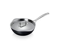 LE CREUSET Toughned 51101240013100 Poêle à frire antiadhésive avec bec verseur et couvercle Argenté 24 x 8,5 cm