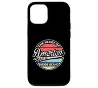 Le cœur de l'Amérique Bat dans l'État américain rétro du Rhode Island Coque pour iPhone 12/12 Pro