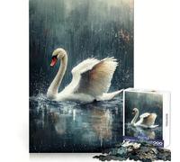 Le Cygne sous la Pluie Puzzle de 1000 pièces pour Adolescents Jeu de réflexion Stimulant Passe-Temps Calme Découpe précise Joli Cadeau 38x52cm