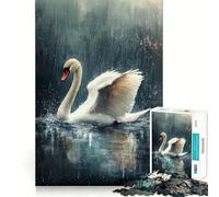 Le Cygne sous la Pluie Puzzle de 1000 pièces pour Adolescents Jeu de réflexion Stimulant Passe-Temps Calme Découpe précise Joli Cadeau 38x52cm