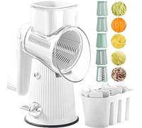 Le D Affaires 5 en 1 Râpe à Fromage Rotative Trancheuse à Légumes, Râpe à Fromage à Manivelle, Hachoir à Aliments Kitchen Artifact 5 en 1, Râpe à Fromage Rotativ, White-5