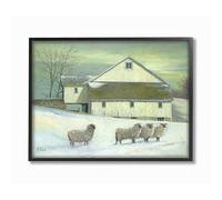 Le d cor pour la maison Stupell Moutons devant la ferme Peinture aux tons verts Encadr e Gicl e Art textur Multicolore