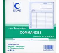ELVE Manifolds autocopiants "commande" NCR 21x21 cm 50 feuillets triples numérotés