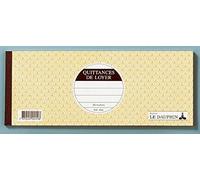 Le Dauphin - Réf. 450D - Lot de 10 carnets à souche QUITTANCES DE LOYER - 50 feuillets numérotés pré-imprimés - format horizontal 10,1 x 27 cm - couverture vernie