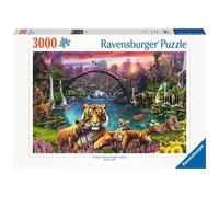 le de puzzle - reprsentant fantastique magnifiquement vif des tigres au coucher du soleil - encadrer - qualit suprieure - puzzles pour adultes