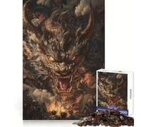 Le déchaînement enflammé d'un Dragon Antique Puzzle de 1000 pièces pour Adultes et Adolescents Entraînement à la Concentration Loisirs calmes Bords Fins Joyeux Noël (50x75cm)