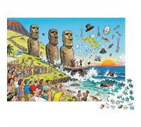 Le Déplacement des Statues Moai de Rapa NUI Puzzle en Bois Imperméable DIY Puzzles De 1000 Pièces pour Adultes Cadeaux Coloré Jeux Éducatifs